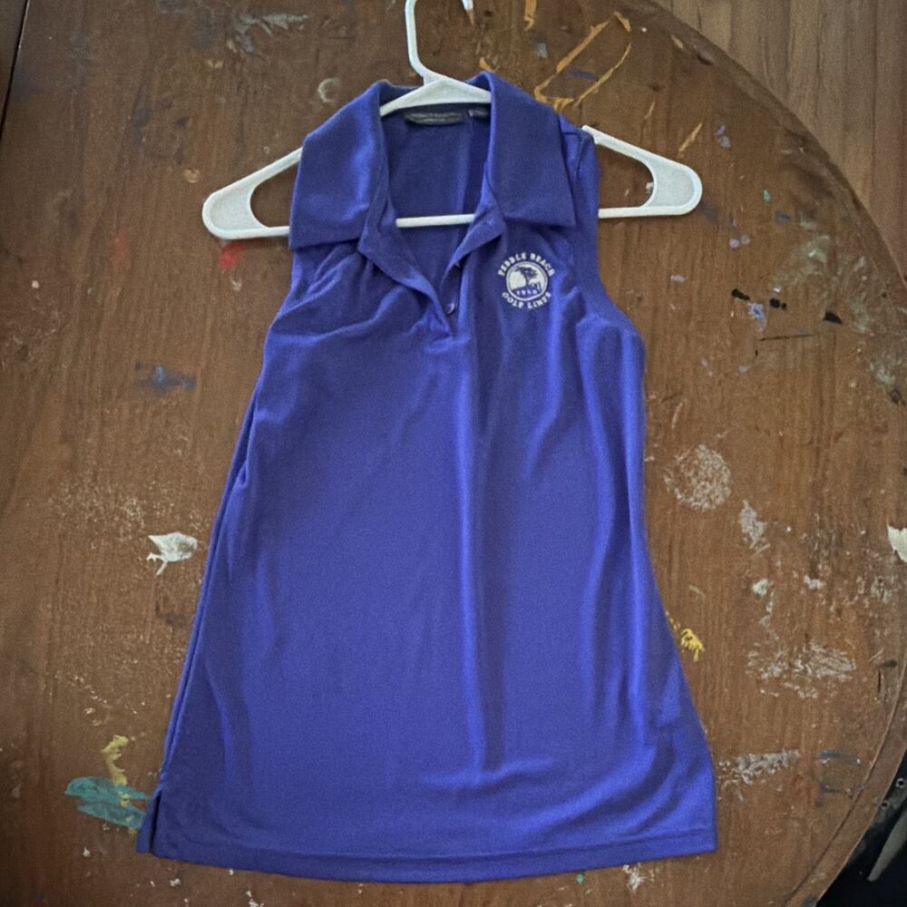 Pebble Beach Collection Women’s Purple Sleeveless Golf Polo Shirt, Size S